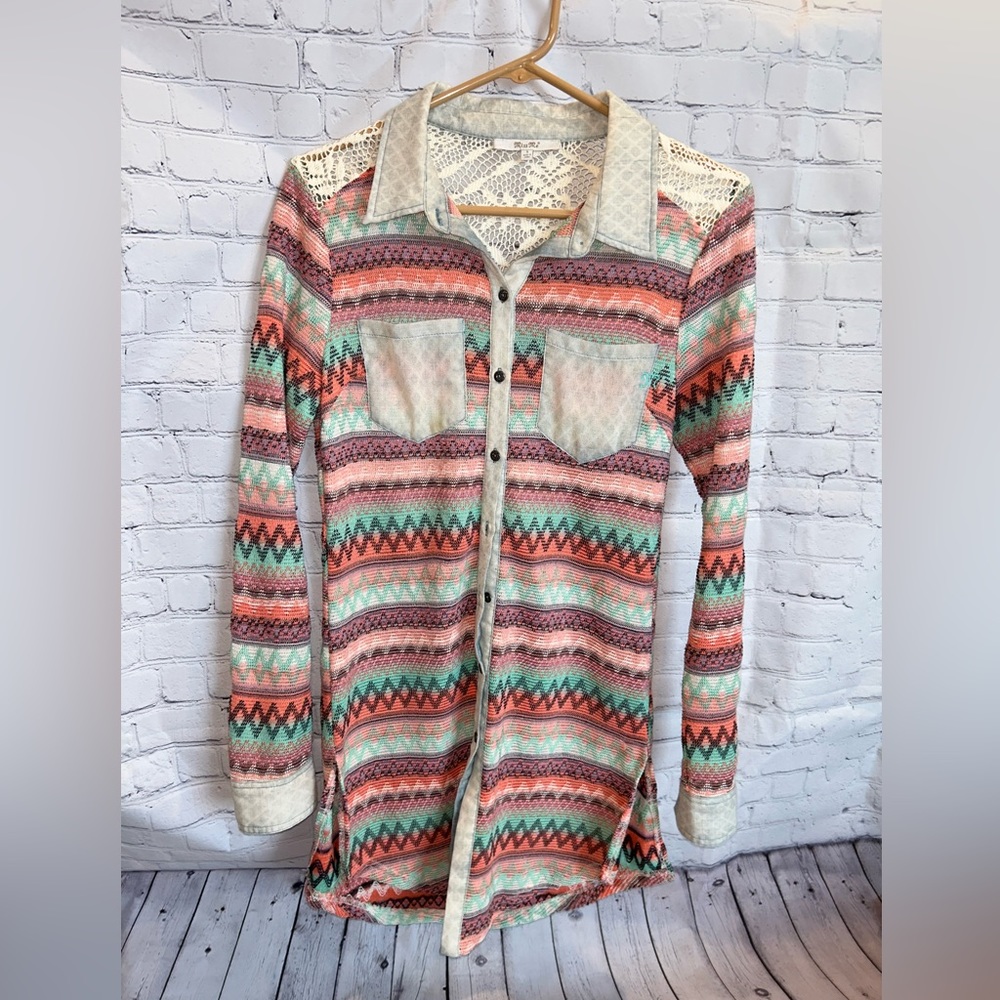 Miss Me stripped button down shirt